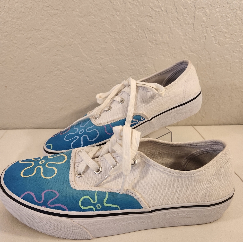 Custom Painted sketchers Los Angeles. Spongebob. Size 9. Plankton. Lace up - Picture 2 of 8